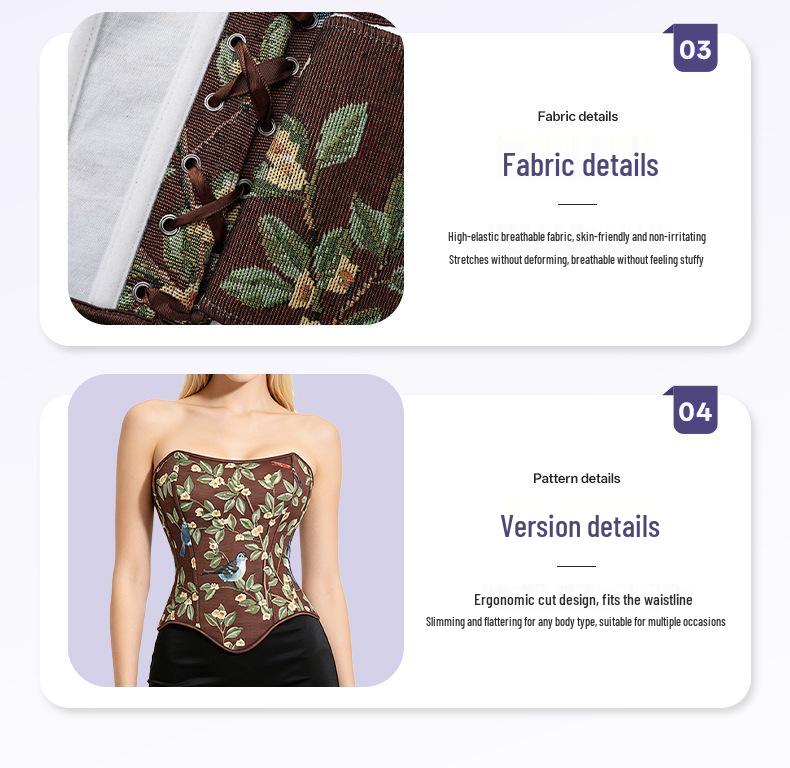 Monet Style Vintage Oil Painting Fishbone Corset - Sexy Strapless Body Shaper for Women