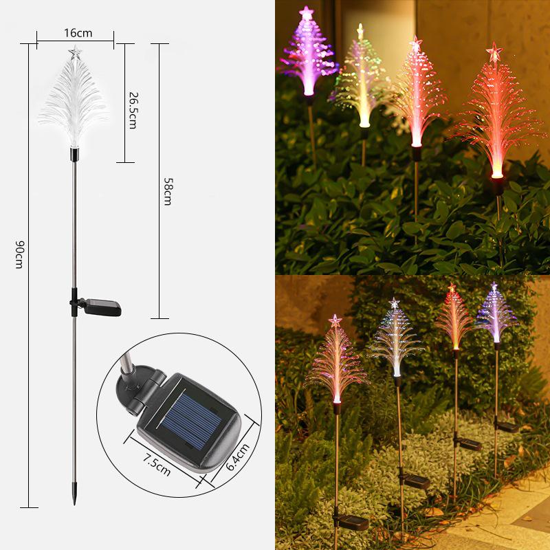 Waterproof Solar Christmas Star & Jellyfish Fiber Optic Courtyard Lights Star Christmas Tree (Fiber Optic Light)