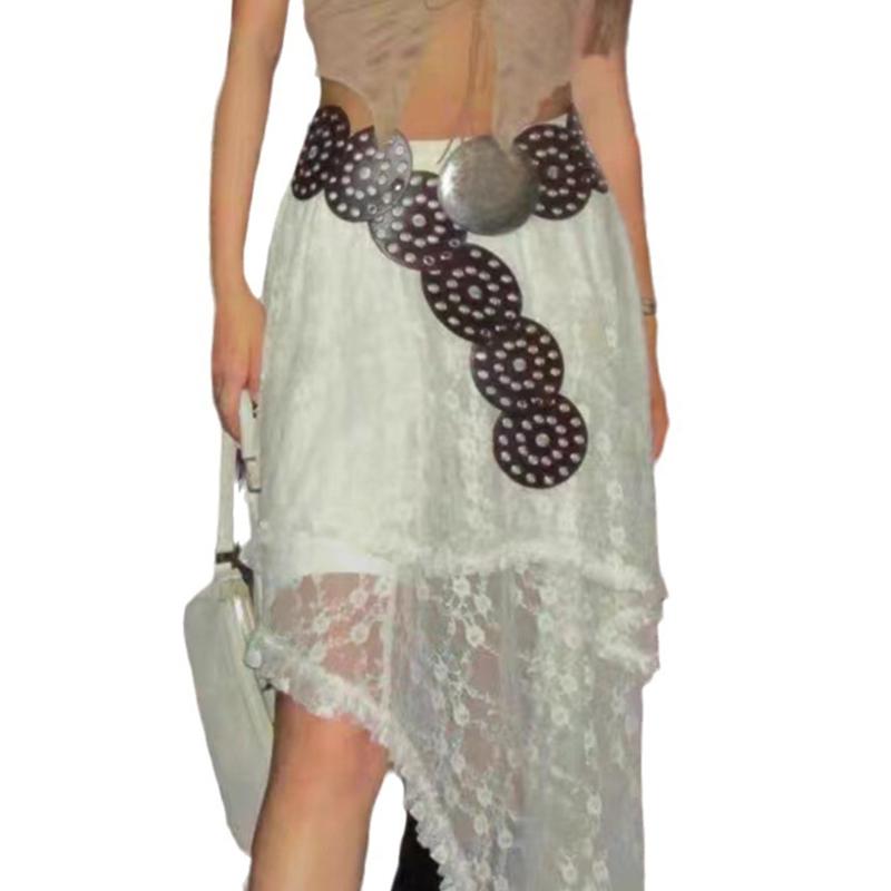 Casual Buckle Belt for Women Bohemian Style Waist Belt HollowedOut Wide Belt for Teens Girls Female Western Cowboy Belt