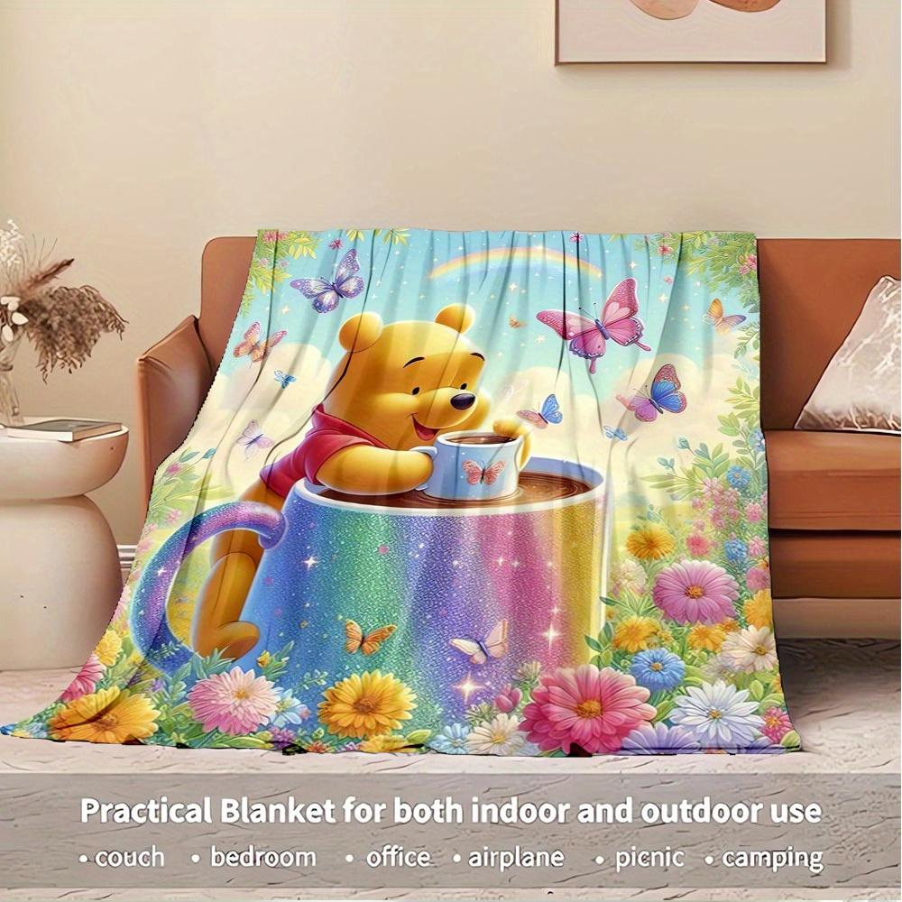1pc flannel winnie the pooh butterfly rainbow floral bedding throw blanket sofa cover gift home decoration plush
