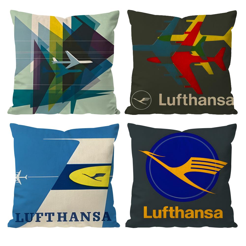 Fashion L-Lufthansa Cushion Cover Pattern Printed Pillowcase for Living Room Sofa Cushion Cover & Bedroom Decor