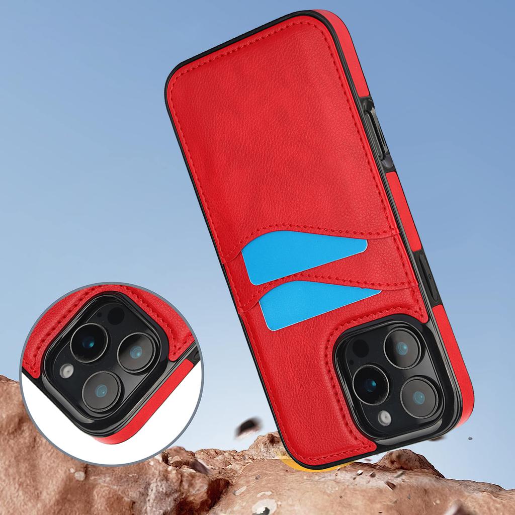 For iPhone 16 Pro Case Card Slot Slim-Fit PU+TPU Mobile Cover