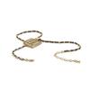 CHANEL Double C gold metal calfskin rhinestone necklace men and women same style couple model