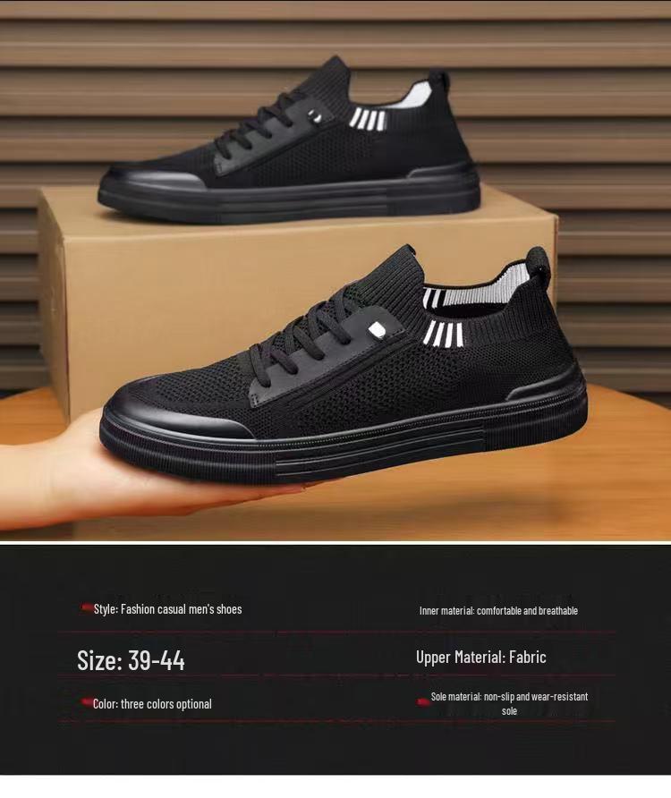 Men's Summer Breathable Knitted Flat Shoes - Lightweight, Soft Sole, Casual Sports Mesh Sneakers