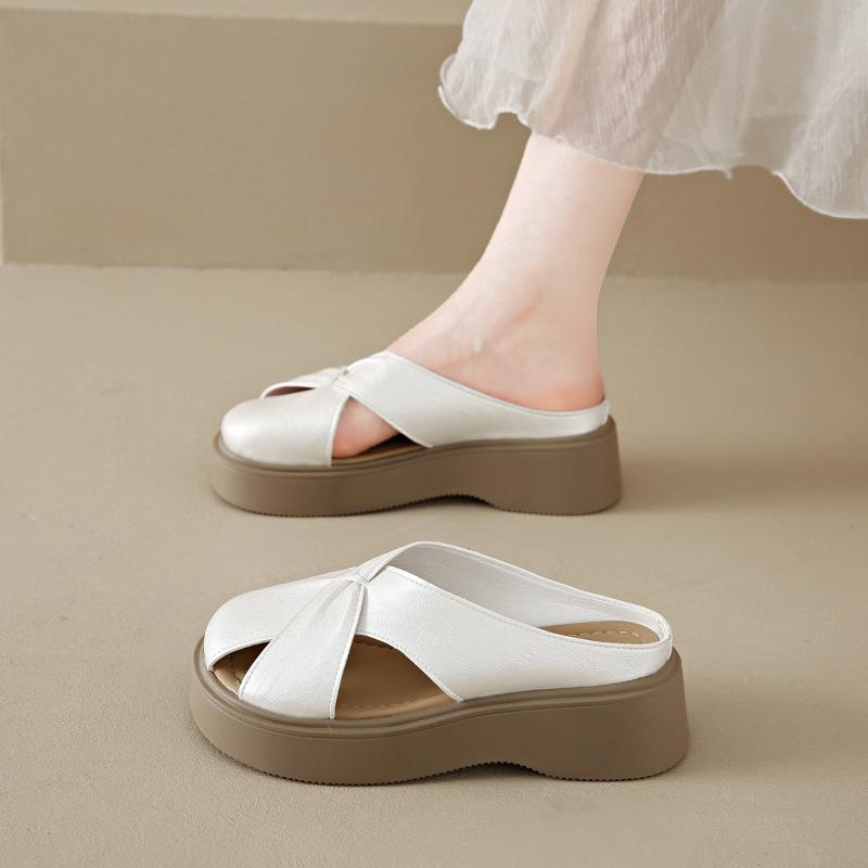 

Popular 2025 new summer outer wear bag head cross belt simple casual lazy cool slippers muller shoes half slippers 35