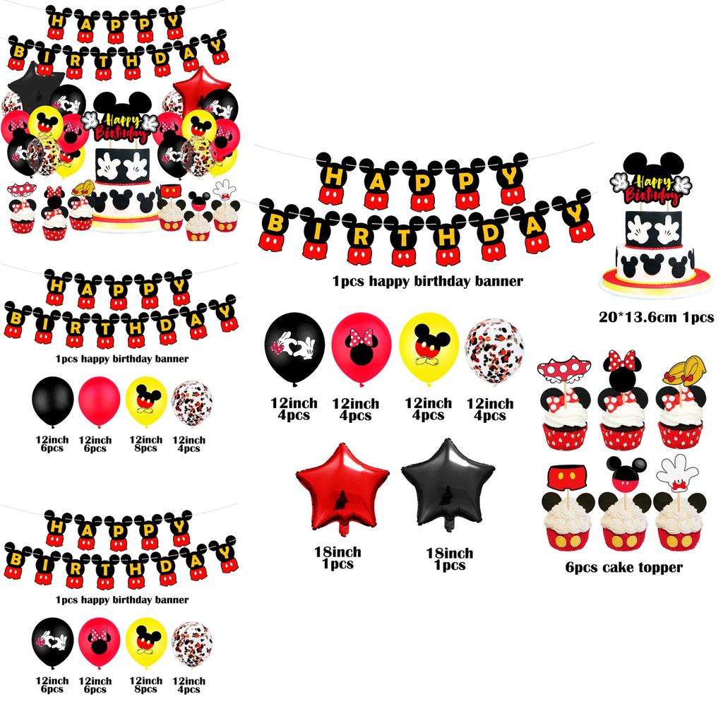 Mickey Mouse Minne Kids Birthday Party Supplies Decor Balloon Banner And Tableware Set