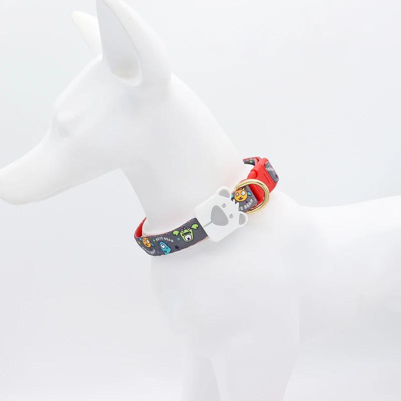 

Dog Collar and Leash Combo Set,Cartoon Print Soft Nylon Webbing Polyester Material for Small Medium Dog Walking Running Training M
