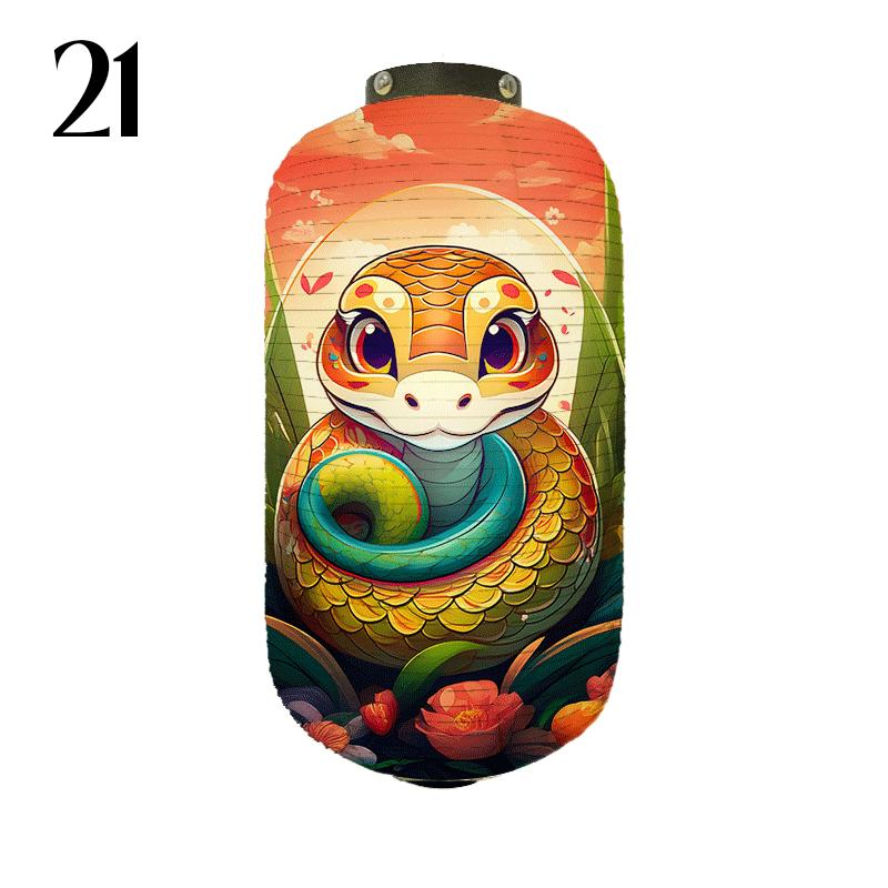 Japanese Style Cloth Lantern New Year Festival Mascots Zodiac Snake Printed Lantern Sushi Shop Bistro Restaurant Decor Ornaments