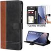 Flip Case with 2 Tempered Glasses for Xiaomi 12 - 12x - Black-brown Leather Effect