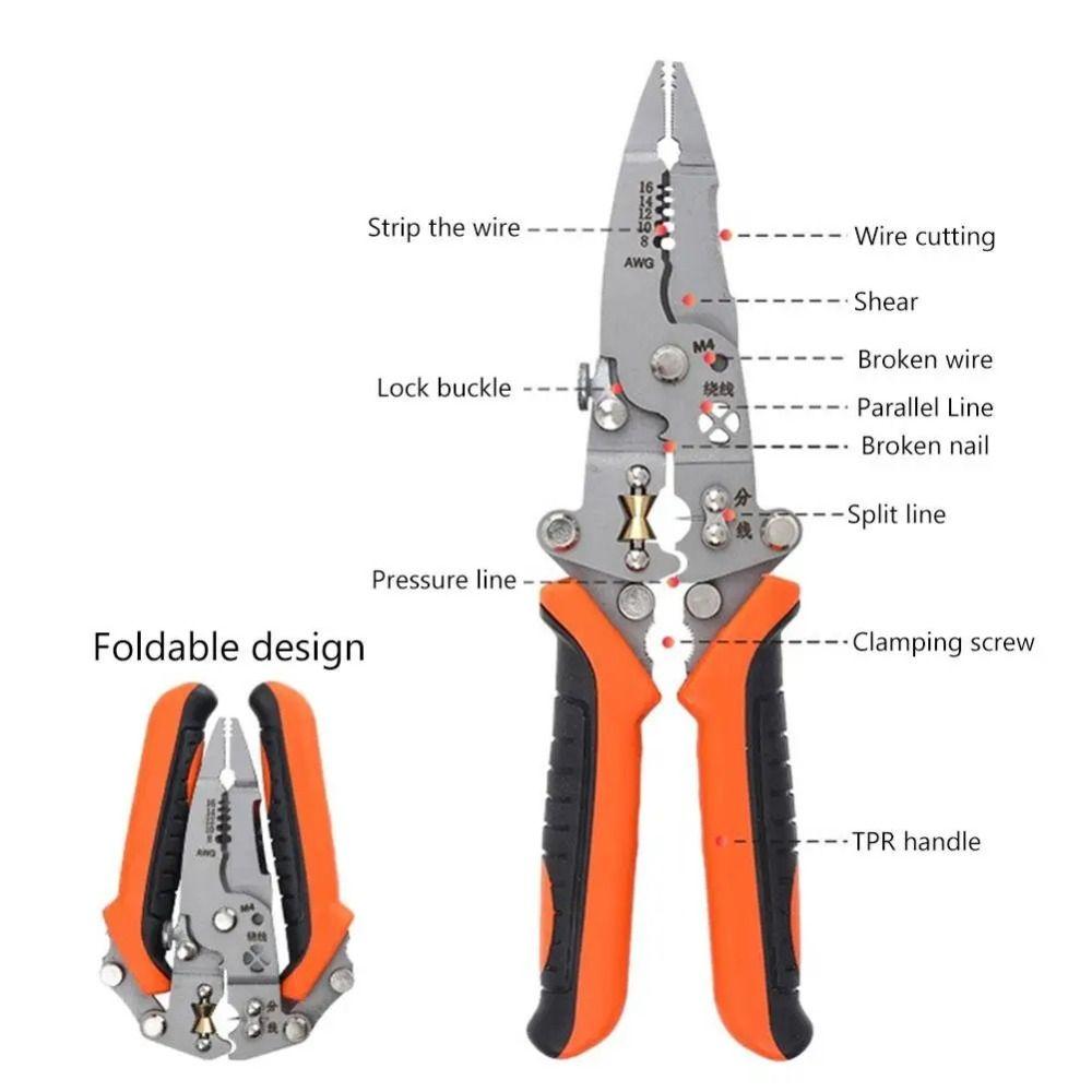 Clamping Foldable Electrical Wire Stripping Cutting Cable Cutter Pliers Electrician
