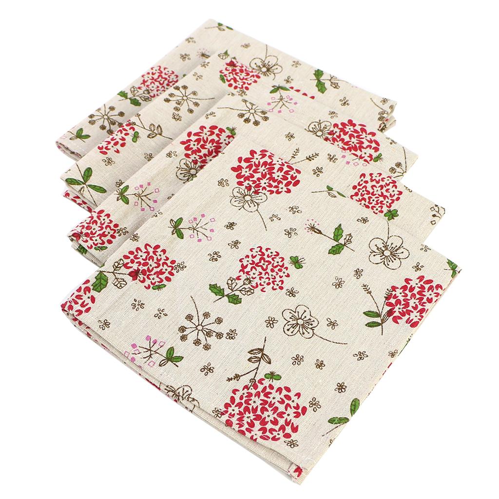 4PCS 40x40CM Floral Printed Cloth Napkins Japanese Style Dinner Dish Towel Wedding Restaurant Bar Table Mat Serviette De Table