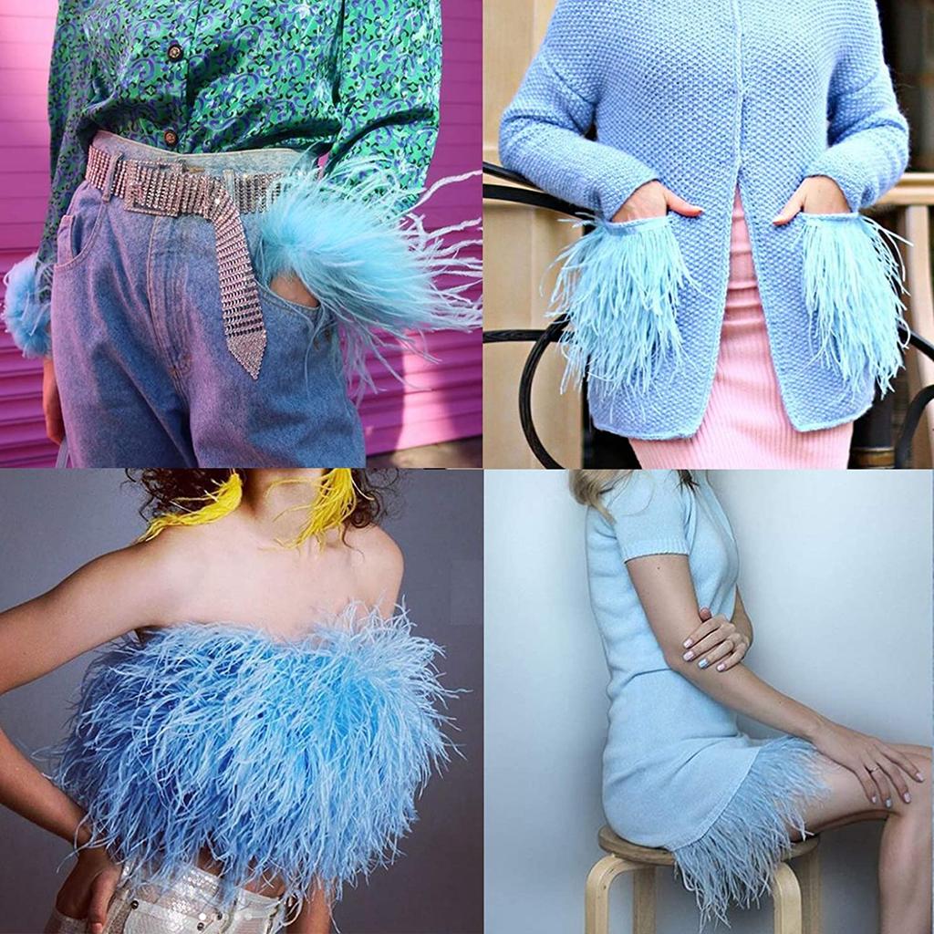 Feather10-15CM Multicolor Ostrich Feathers Trim 1Meter 5Meter 10Meter Natural Plumes Selvage Tassel Ribbon For Wedding Dress Decoration