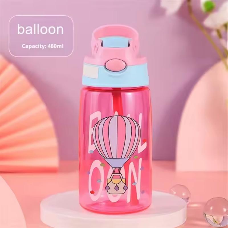 Cute Plastic Water Bottle with Straw, Portable Creative Cup for Men and Women, Includes Brush, Casual Style Drinkware