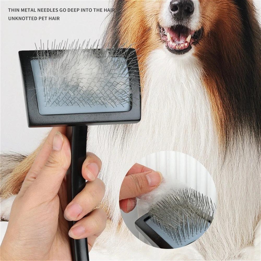 Wood-Grip Rust-Resistant Stainless Steel Angled-Tine Pet Grooming Comb Skin-Gentle Minimizes Pet Shedding & Fur Matting