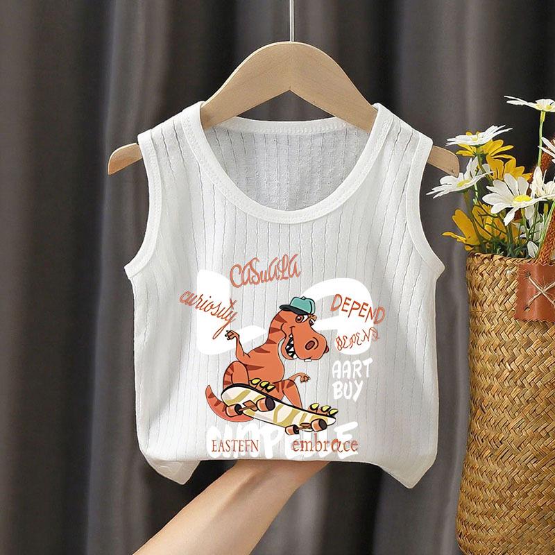Children's Sleeveless Cotton Base Layer T-Shirt - Stylish White Vest for Boys and Girls