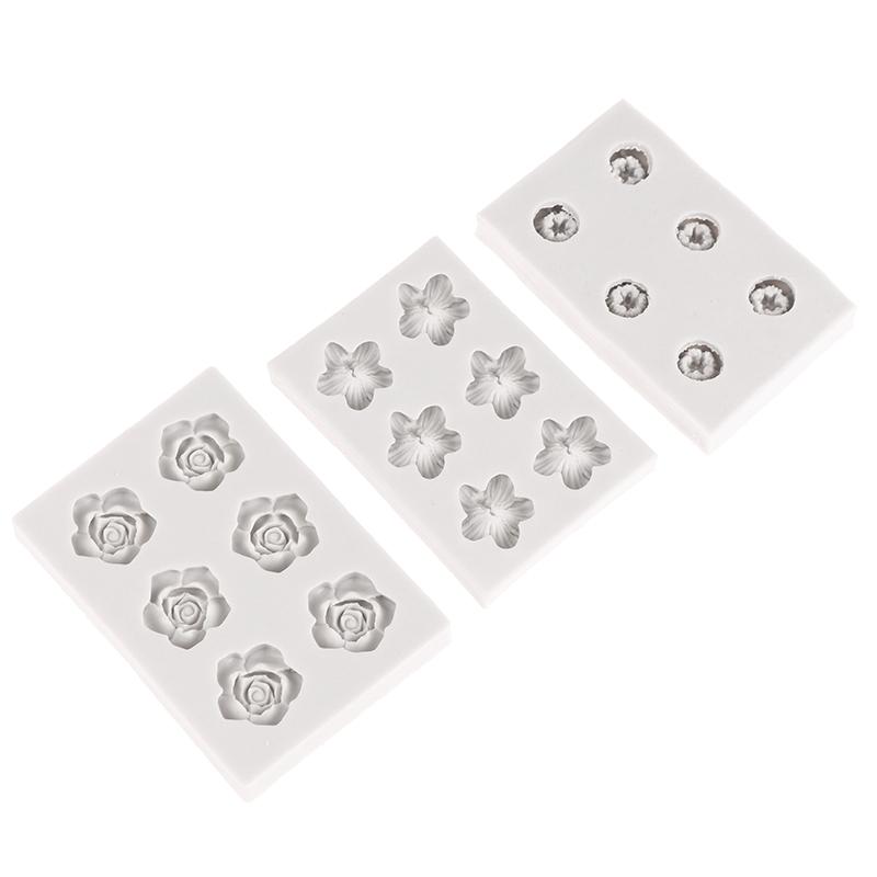 Mini Rose Camellia Daisy Flower Silicone Sugarcraft Mold Diy Clay Model Cake Decorating Tools Baking Accessories