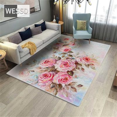 Rose Flower Bedroom Rug 3D Carpet Living Room Colorful Floral Floor Mat Wash Room Bathroom Carpet Girl Room Decoration