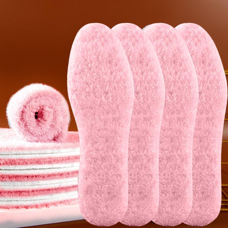 Men's Plush Thickened Shock-absorbing Insole - Warm, Breathable, Deodorizing, Sweat-absorbing for Winter Sports.