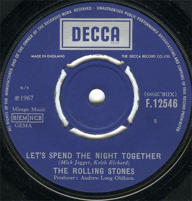 7-Zoll Schallplatte ROLLING STONES - Let's Spend The Night Together / Ru F12546 Decca 1967 UK Rock Gebraucht