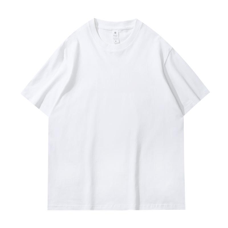 

Белая футболка из 230 г плотного чистого хлопка свободного кроя с круглым вырезом, универсальным дизайном и логотипом с индивидуальной печатью. M