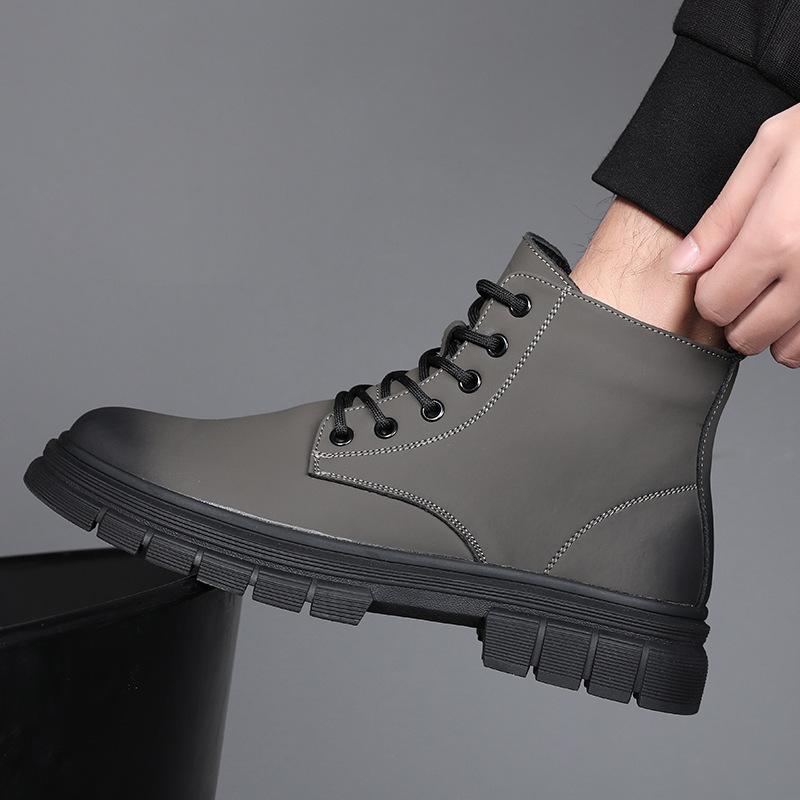 Fashion Men's Casual Autumn Winter Boots Lace-up Original Leather Shoes Tooling Work Boot Outdoors Cowboy Platform Ankle Botas Masculina