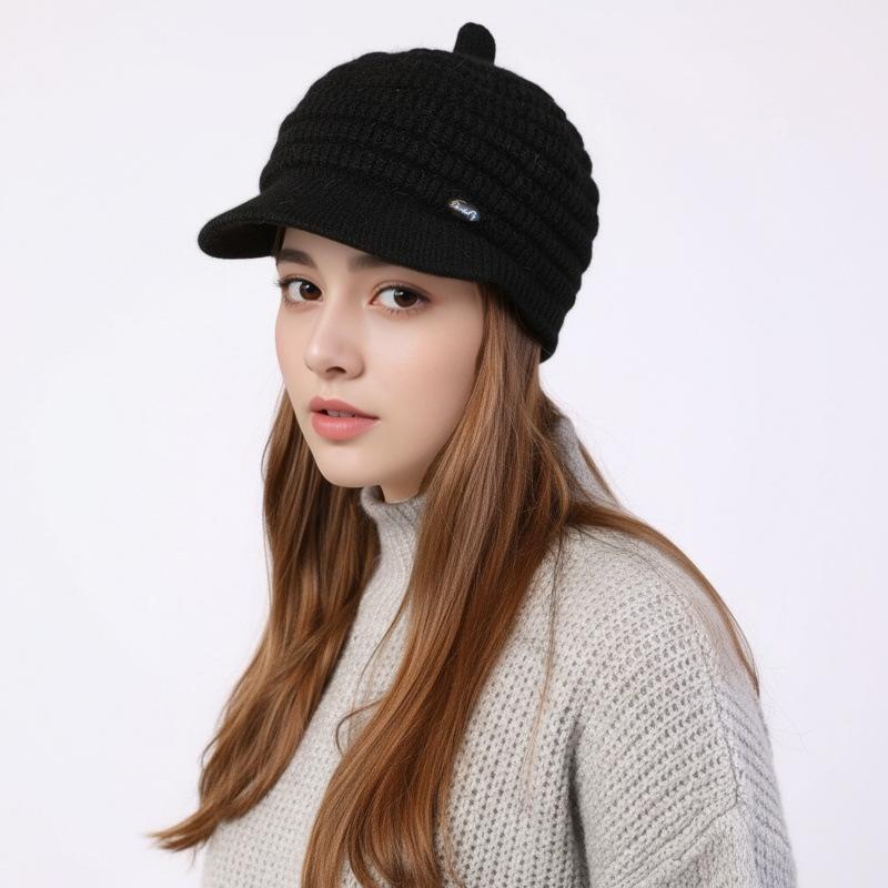 Берет, стильная и универсальная вязаная шерстяная шапка для женщин среднего и пожилого возраста, толстый, теплый и удобный. One Size