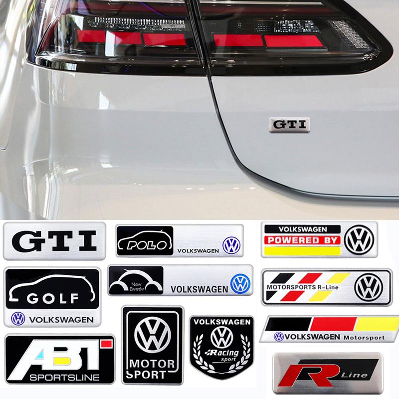 For VW Volkswagen Jetta MK5 Golf 1Pcs Car Styling Aluminum Alloy Badge Sticker For Volkswagen GTI R-Line R Polo Golf Passat Scir