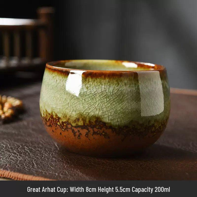 Coarse Pottery Wood-Fired Ceramic Tea Tasting Cup - Retro Single Gongfu Tea Bowl.