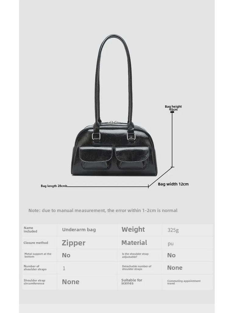 Xu Yunzhen Style Waxed Leather Multi-Pocket Shoulder Bag
