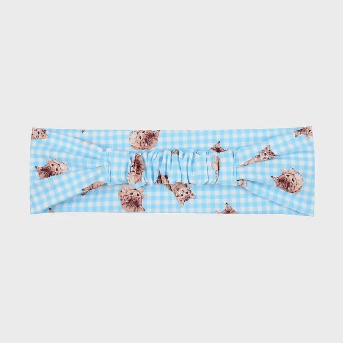 Kitten Check Headband (Blue)