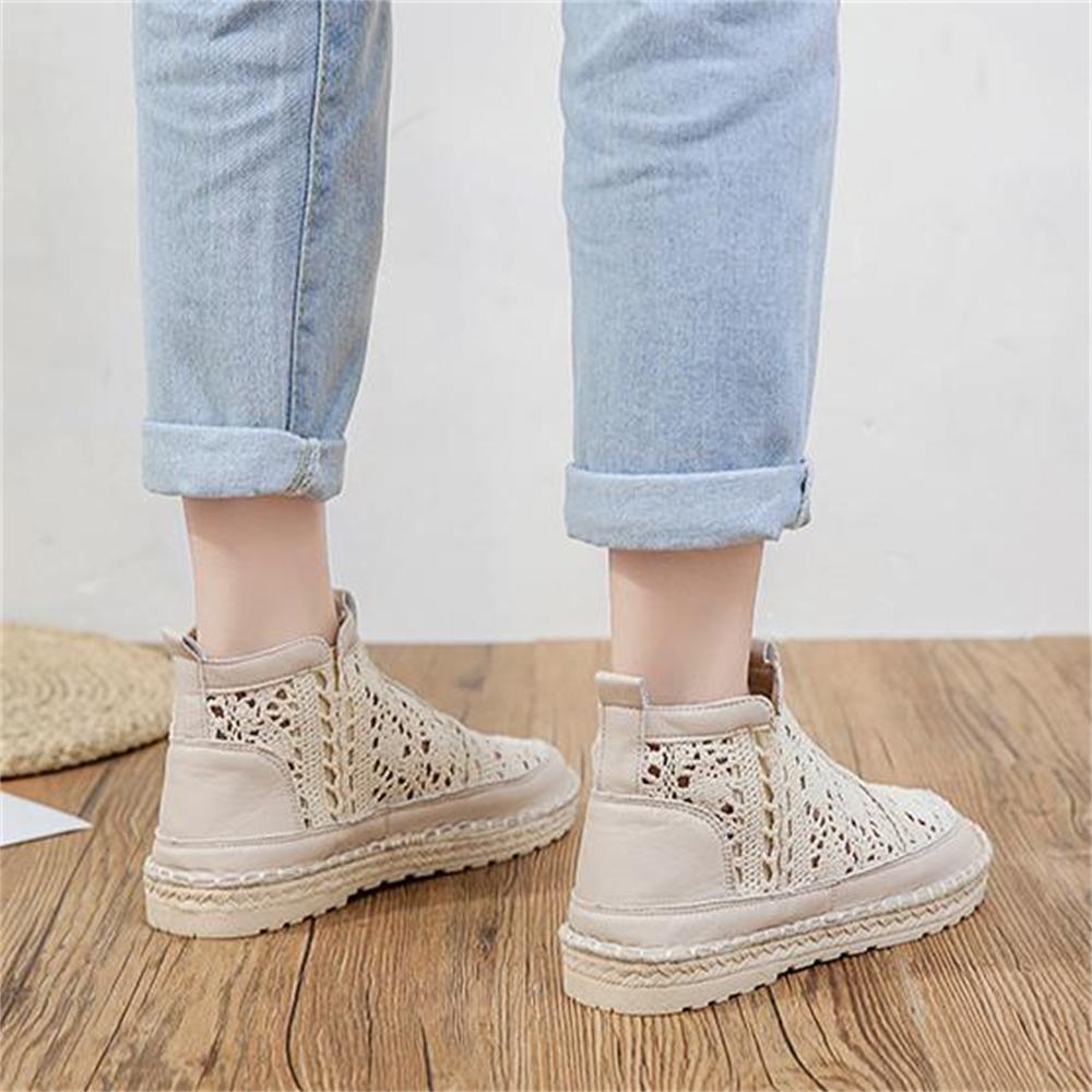 Women's Breathable Mesh Summer Shoes Lace Walking Shallow Solid Non Slip Casual Boots 35-40 Knit Boot Lace Shoes