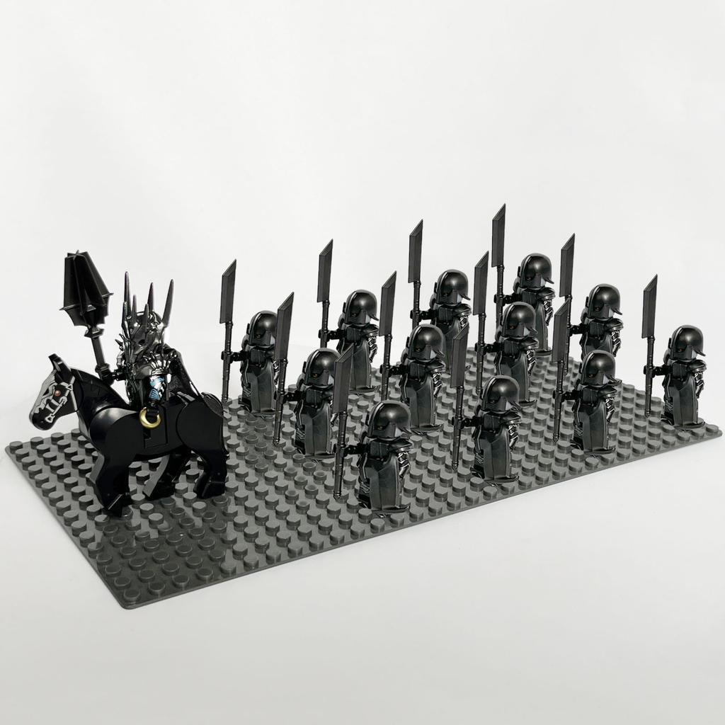13pcs Medieval Soldiers Lord Sauron Witch-king of Angmar Shadow Orcs Strong Uruk-hai  Minifig Building Block Toys for Kids