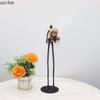 Black Matchstick Men Statue Golden Ball Decoration Character Sculpture Desktop Abstract Character Figurines Home Decoration