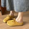 Soft Leather Thick-soled Bag Head Half Slippers Women's Outer Wear 2025 Autumn New Non-slip Pregnant Women Ugly Boken Half-tray Shoes