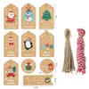 Paper Merry Christmas Kraft Paper Tags Santa Claus Cotton Rope Xmas tree Hanging Label Snowman Christmas Tree