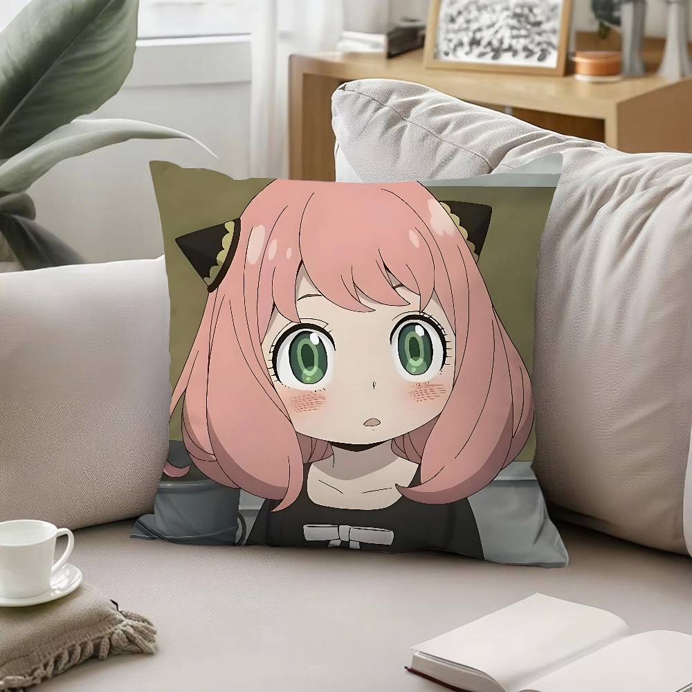 Cute A-Anya Forger Pillow Case Throw Pillow Cover Nordic Vintage Style Cushion Covers Home Living Room Sofa Couch Seat Decor