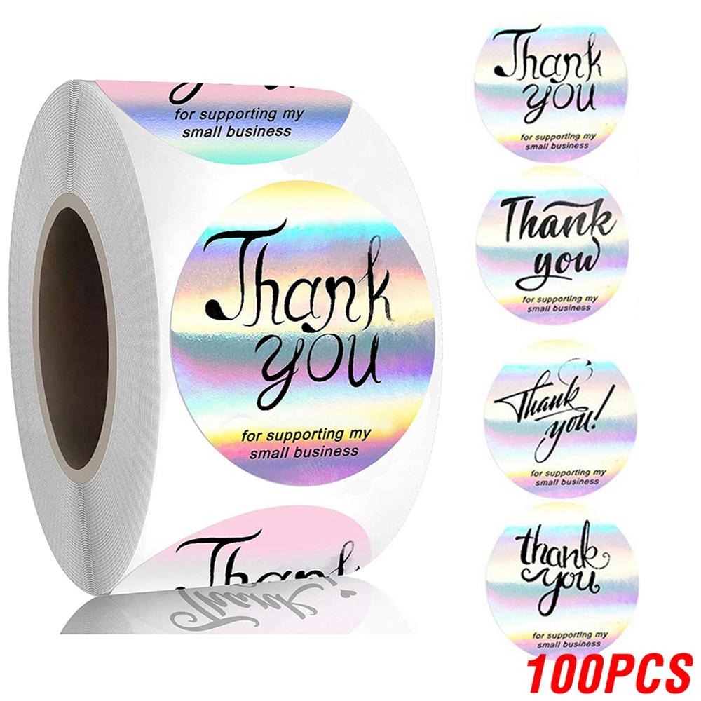 100-500Pcs High-Quality Rainbow High-Quality Laser High-Quality Thank High-Quality You High-Quality Stickers 1Inch High-Quality Small High-Quality