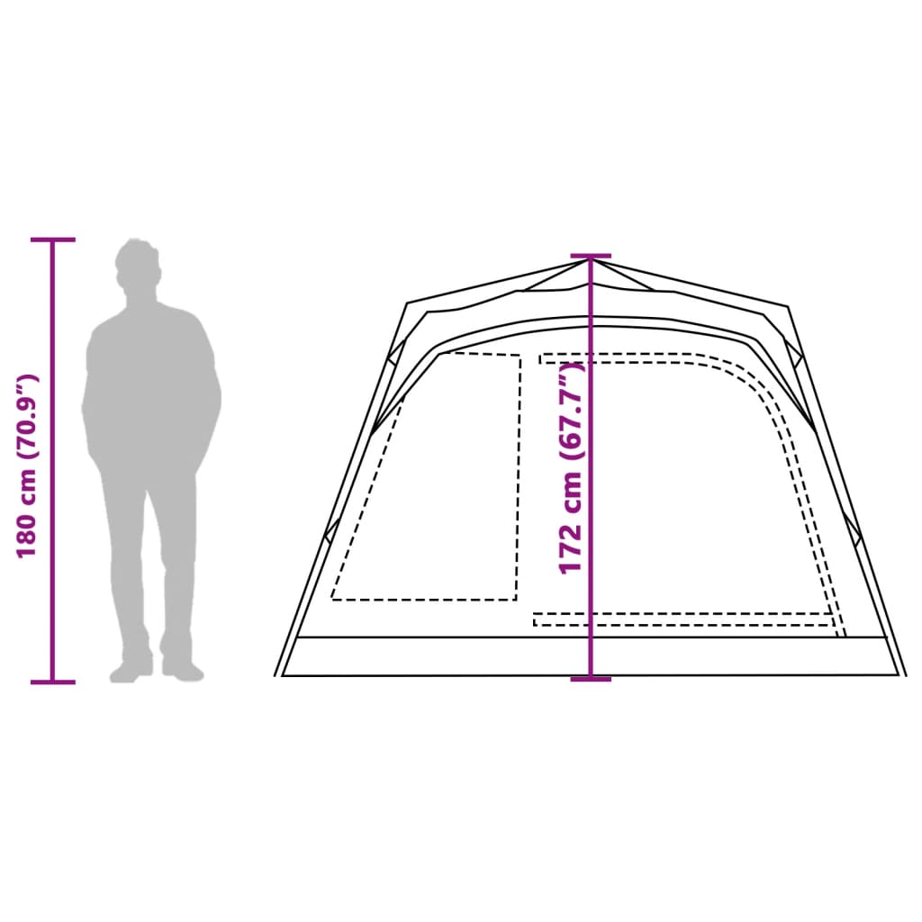 4 Person Camping Tent in Grey and Orange with Quick Release System