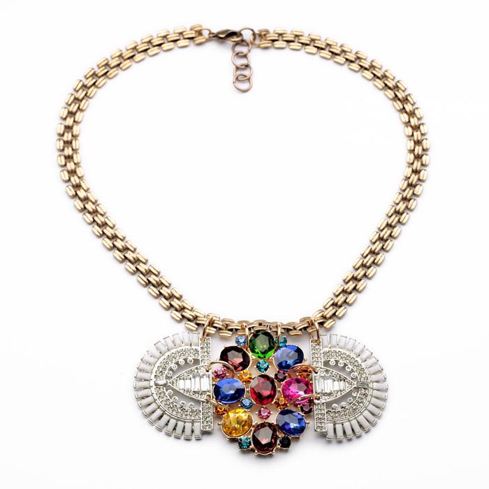 Exaggerated Statement Necklace For Women Bohemian Multicolor Stone Necklaces Big Discount Fashion Jewelry Clearance Sale
