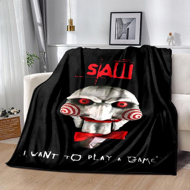Saw Movie Flannel Blanket Soft All-Season Throw, Design for Camping, Car Travel, Hiking Sofa, Bed, Office Perfect Gift for Parties