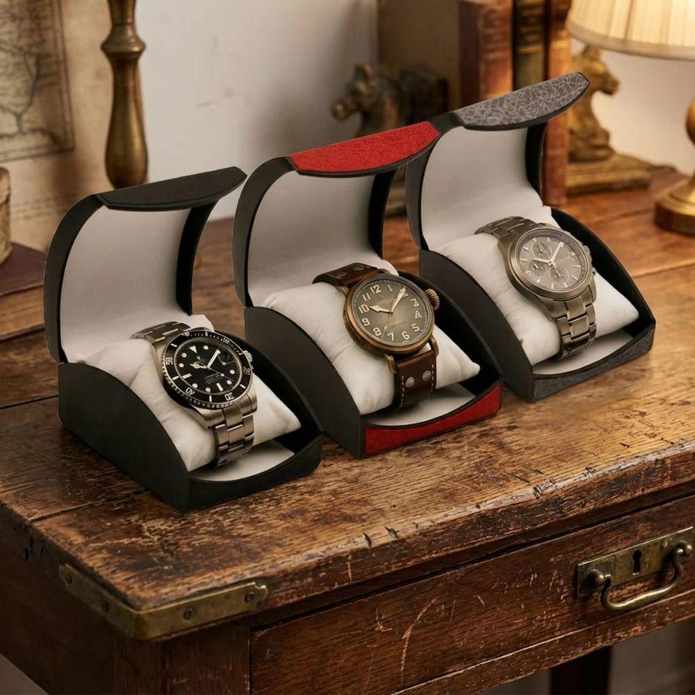 Single Watch Watch Case Vintage Leather Wristwatches Box Luxury Watch Storage Organizer Travel Use