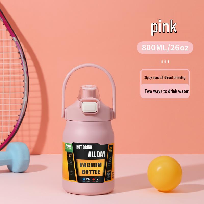 304 Stainless Steel Large Capacity Vacuum Insulated Sports Bottle with Handle and Dual Drink Lids for Outdoor Activities