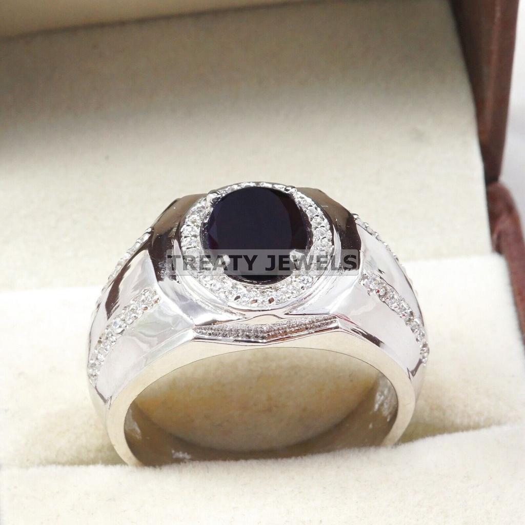 Black Onyx Oval Cut Gemstone With 925 Sterling Silver Ring For Men's #A833 JL375666936968