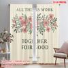 2pcs 2D Flat Printing Party Window Curtains All Things Work Together 100% Polyester Without Electricity Festive Wall Decor for
