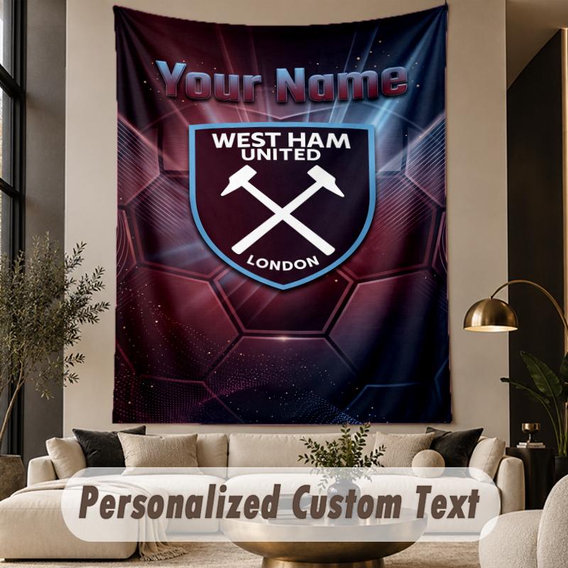 Custom Text Tapestry West Ham United FC Print Wall Tapestry Indoor Living Room Wall Decor