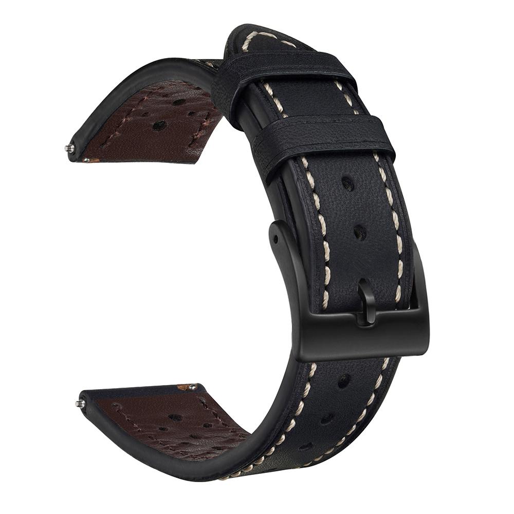 Leather Rally Strap 18mm 20mm 22mm 24mm Watch Leather Strap Wrist Watch Band Soft Calfskin 20mm чёрный