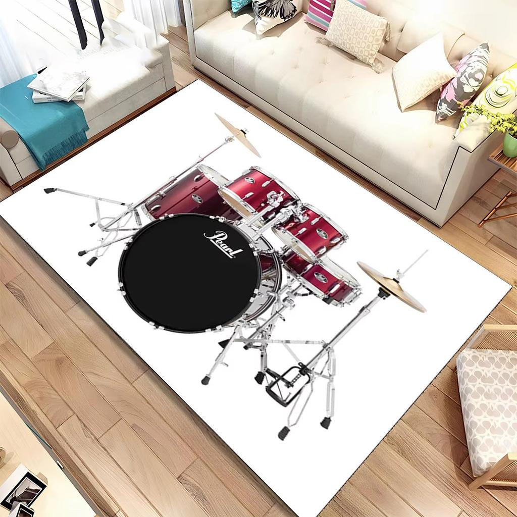 Schlagzeug Musik Schlagzeugset Instrumente Bereichsteppich, Teppich für Zuhause Wohnzimmer Schlafzimmer Sofa Fußmatte Dekor, Kinder Rutschfeste Bodenmatte