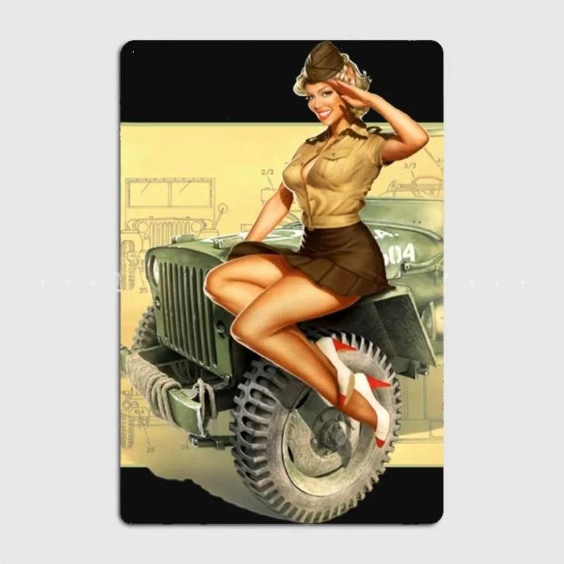 

Retro Pin Up Girl Metal Sign Poster for Home Wall Decor