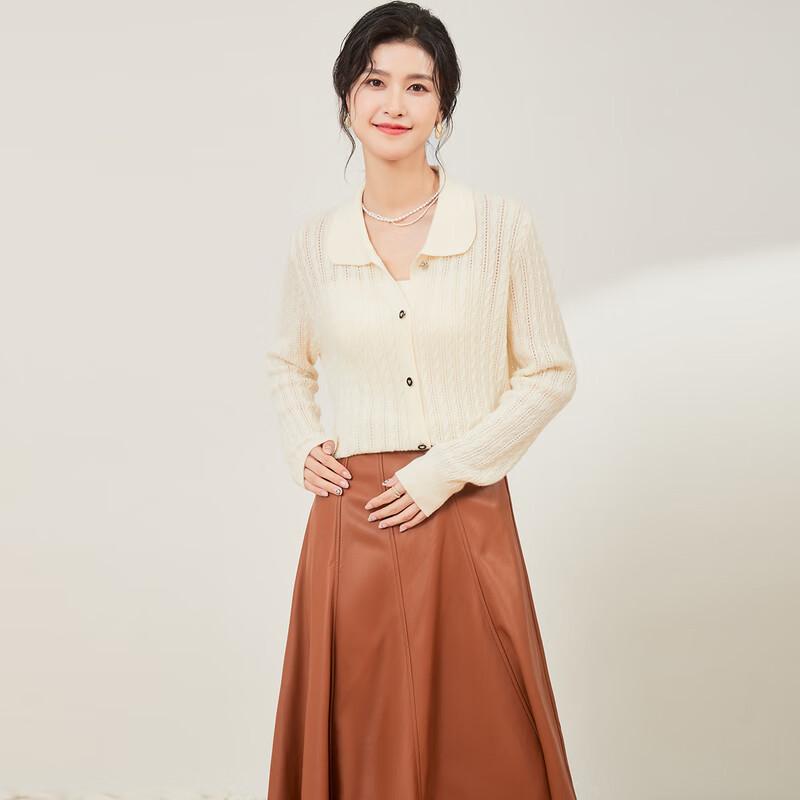 JinJu Women's Merino Wool Blend Button-Front Knit Cardigan