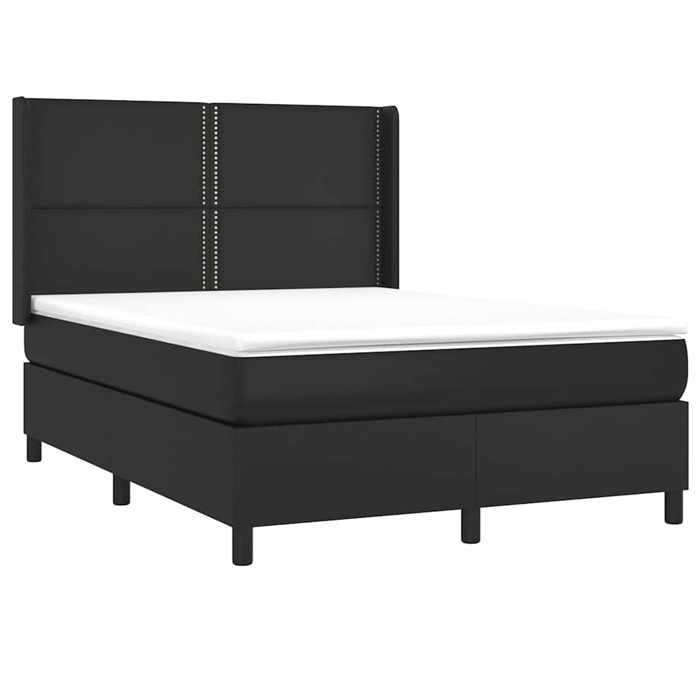 Maison Exclusive - Sommier à lattes de lit avec matelas Noir 140x200 cm Similicuir